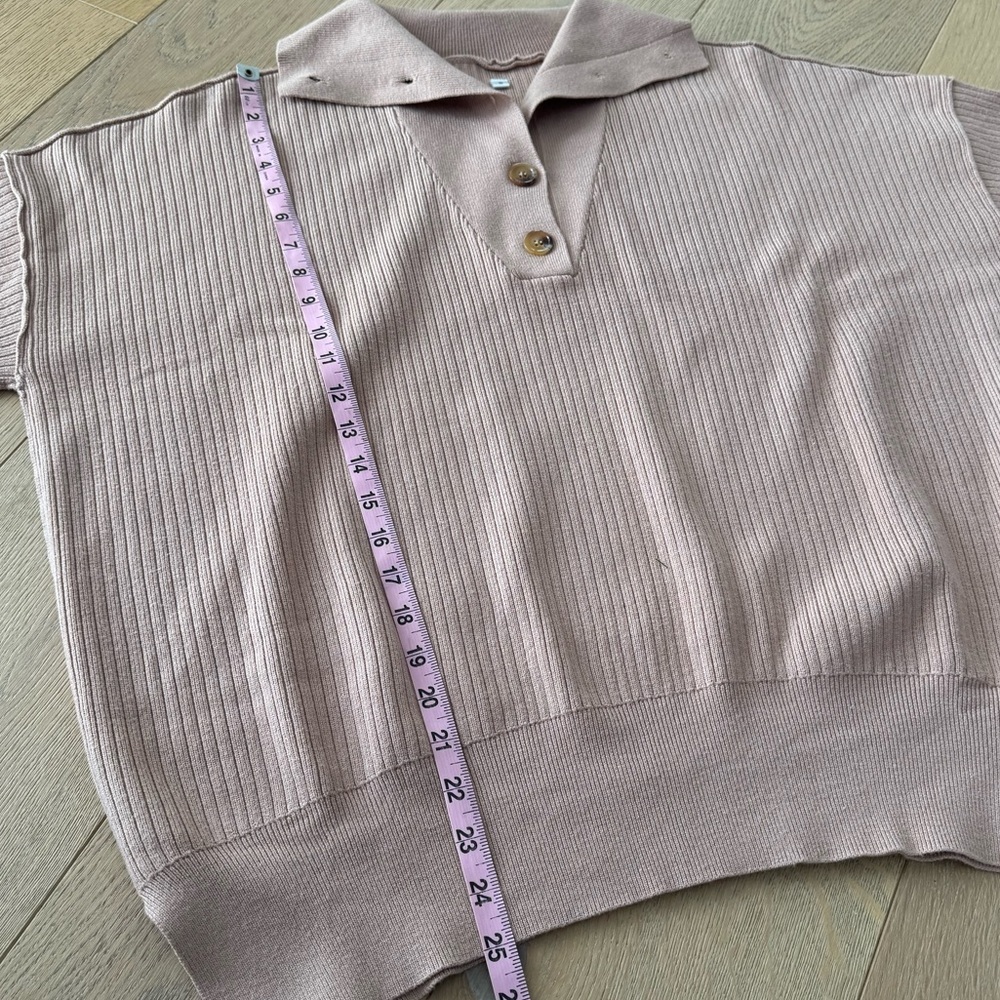 Women's Relaxed Long Sleeve Lapel Collar Sweater Small - Picture 7 of 10